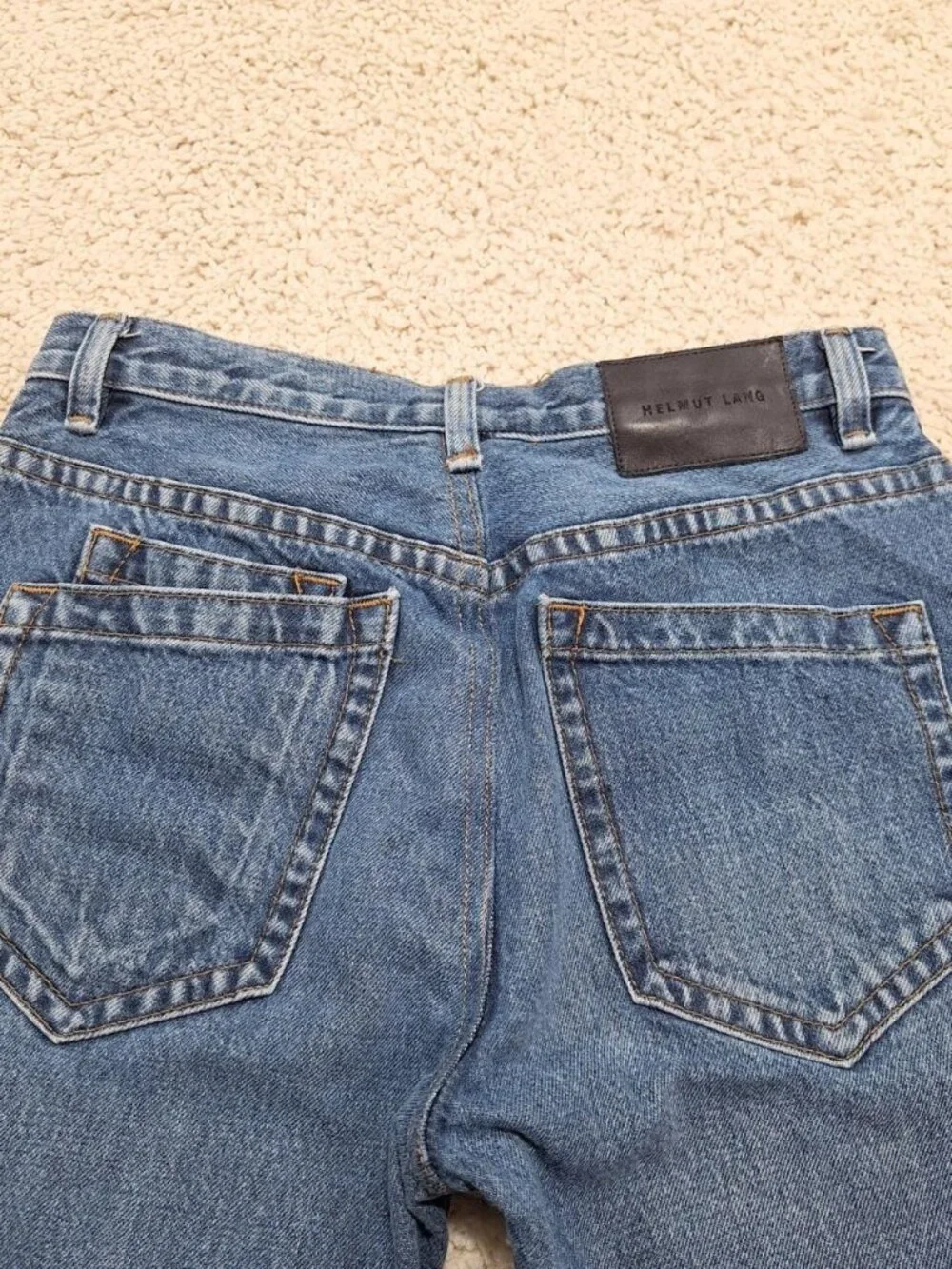 Helmut Lang Men's 6-Pocket Blue Jeans Slim Straight Fit Mid Rise. Measures 29x30